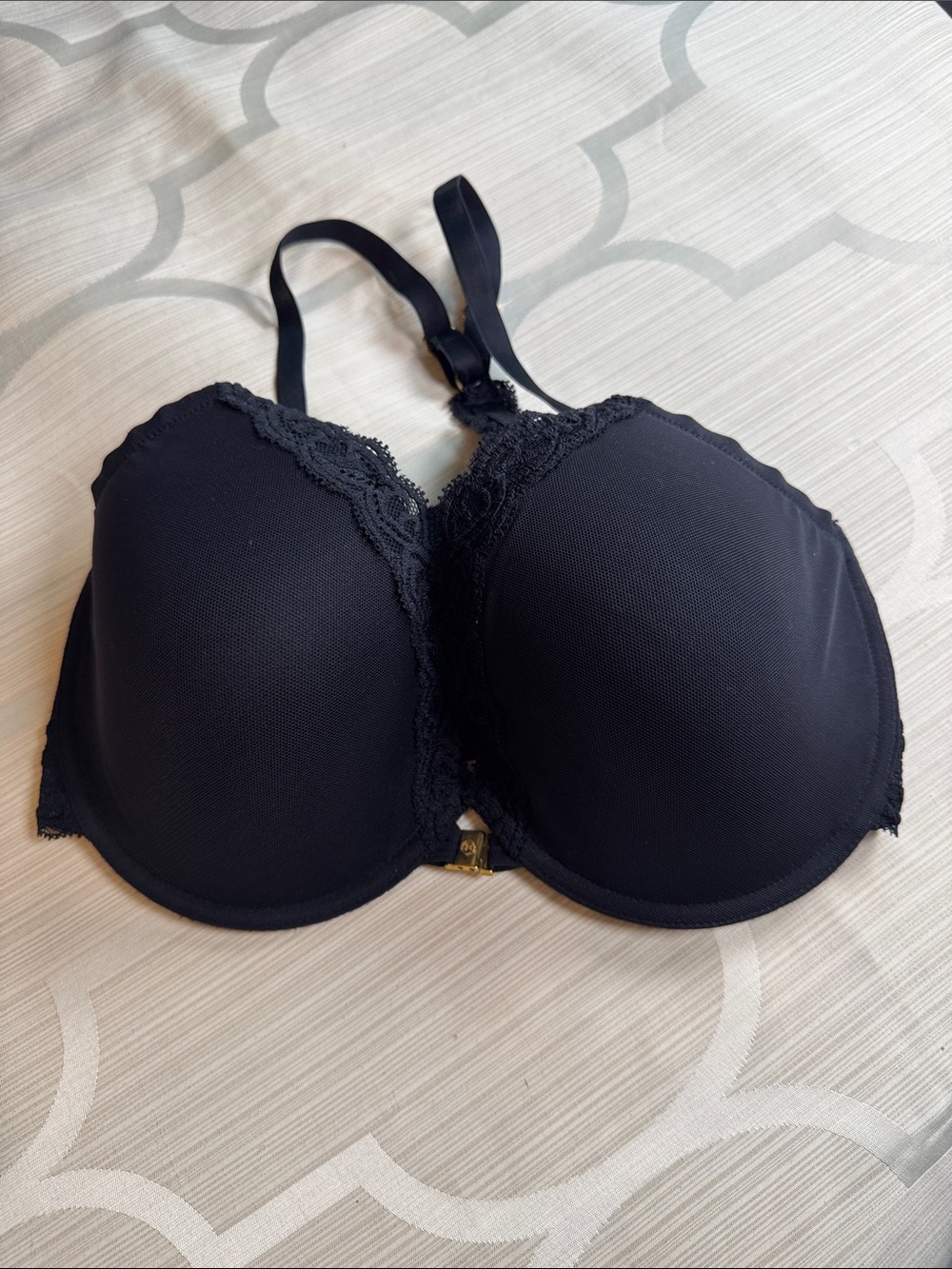 Natori Black Lace-Trim Molded T-Shirt Bra